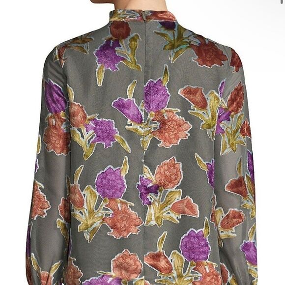 EUC Saylor Velvet Floral Blouse (size Large) - Picture 4 of 9